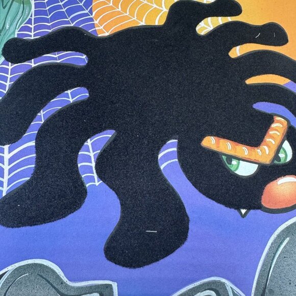 Vtg Eureka Flocked Spider Pumpkin Halloween Cut Out New Old Stock Graveyard - Picture 2 of 3
